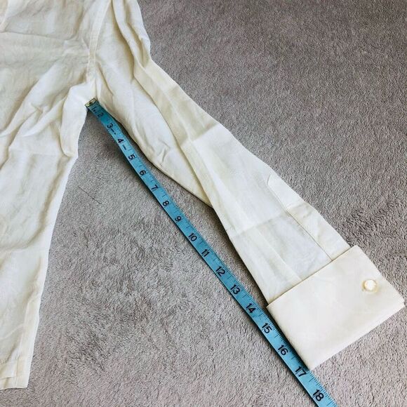 NWOT Como Sport Women’s Floral pattern Solid Cream Collared Long Sleeve Button D - Picture 7 of 16